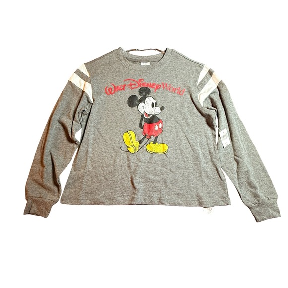 Disney Parks Tops - Disney Parks Walt Disney World Mickey Mouse Gray Varsity Stripe Long Sleeve S